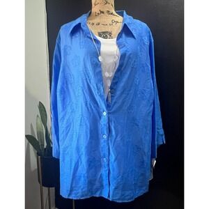 Alfred Dunner Classics Blue‎ Floral Jacquard 2-in-1 Top Tank Set 2X 01260 S9